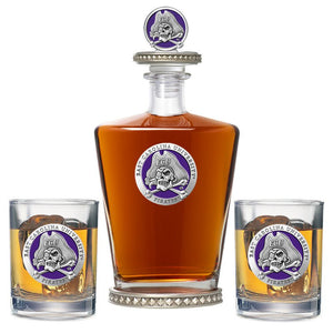East Carolina University Royal Decanter w/ 3D Top - Diamond Accents & 2 Glasses - Heritage Metalworks, Inc.