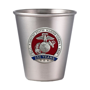 250th Anniversary Marine Corps Stainless Steel Tapered Shot - Heritage Metalworks, Inc.