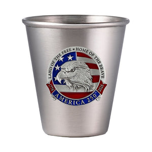 America's 250th Anniversary Eagle Head with Flag Stainless Steel Tapered Shot - Heritage Metalworks, Inc.