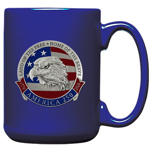 America's 250th Anniversary Eagle Head with Flag Coffee Mug - Heritage Metalworks, Inc.