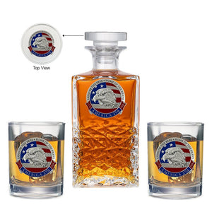 America's 250th Anniversary Eagle Head with Flag Heritage Decanter with 2 Glasses - Heritage Metalworks, Inc.