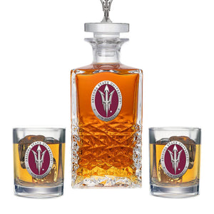 Arizona State University Heritage Decanter with 3D Top & 2 Glasses - Heritage Metalworks, Inc.