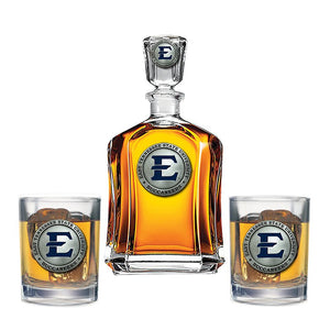 East Tennessee State University Capitol Decanter with 2 Glasses - Heritage Metalworks, Inc.