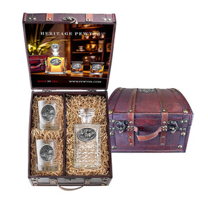Elk Heritage Decanter and 2 Glasses with Chest Box - Heritage Metalworks, Inc.