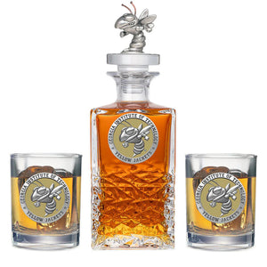 Georgia Tech Buzz Logo Heritage Decanter with 3D Top & 2 Glasses - Heritage Metalworks, Inc.