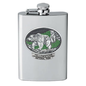 Grizzly Bear Yellowstone National Park Flask - Heritage Metalworks, Inc.