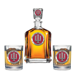 Indiana University Capitol Decanter and 2 Glasses - Heritage Metalworks, Inc.