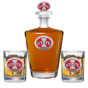 Iowa State University Royal Decanter with 3D Top & 2 Glasses - Heritage Metalworks, Inc.