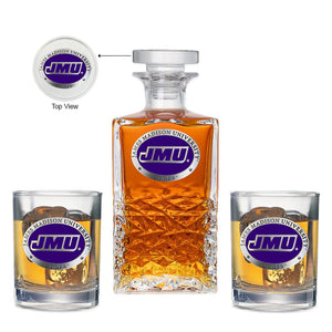 James Madison University Heritage Decanter with 2 Glasses - Heritage Metalworks, Inc.
