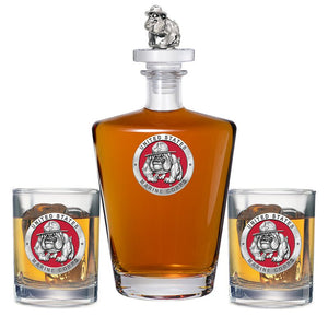 Marine Corps Bulldog Royal Decanter Red with 3D Top & 2 Glasses - Heritage Metalworks, Inc.