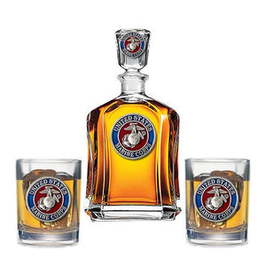 Marine Corps Capitol Decanter with 2 Glasses - Heritage Metalworks, Inc.