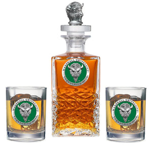 Marshall University Heritage Decanter with 3D Top & 2 Glasses - Heritage Metalworks, Inc.