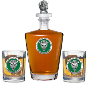 Marshall University Royal Decanter with 3D Top & 2 Glasses - Heritage Metalworks, Inc.