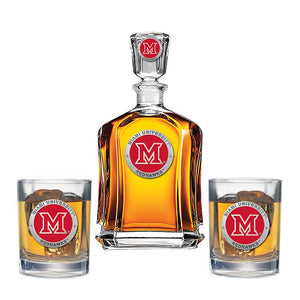 Miami University Capitol Decanter with 2 Glasses - Heritage Metalworks, Inc.