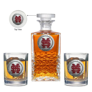 Mississippi State Baseball Logo Heritage Decanter with 2 Glasses - Heritage Metalworks, Inc.