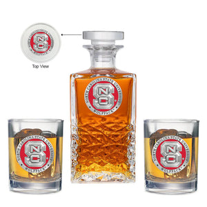 North Carolina State University Heritage Decanter with 2 Glasses - Heritage Metalworks, Inc.