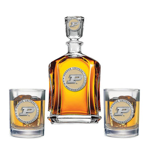 Purdue University Capitol Decanter with 2 Glasses - Heritage Metalworks, Inc.