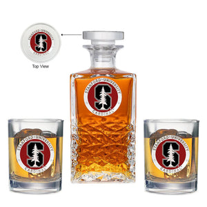 Stanford University Heritage Decanter with 2 Glasses - Heritage Metalworks, Inc.