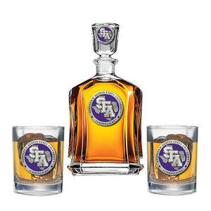 Stephen F. Austin State University Capitol Decanter with 2 Glasses - Heritage Metalworks, Inc.