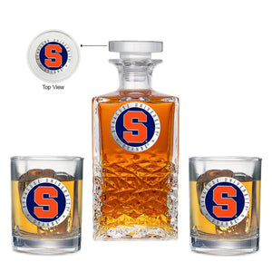 Syracuse University Heritage Decanter with 2 Glasses - Heritage Metalworks, Inc.