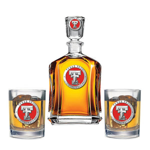 Texas Tech University Capitol Decanter with 2 Glasses - Heritage Metalworks, Inc.