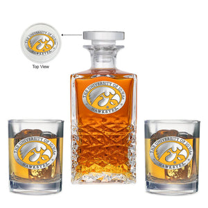The University of Iowa Heritage Decanter with 2 Glasses - Heritage Metalworks, Inc.