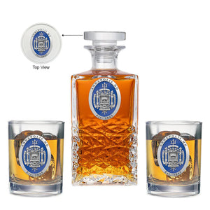 United States Naval Academy Crest Heritage Decanter with 2 Glasses - Heritage Metalworks, Inc.