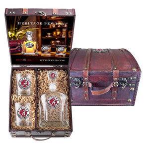 University of Alabama Container and 2 Glasses with Chest Box - Heritage Metalworks, Inc.