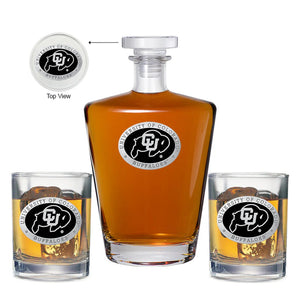 University of Colorado Royal Decanter with 2 Glasses - Heritage Metalworks, Inc.