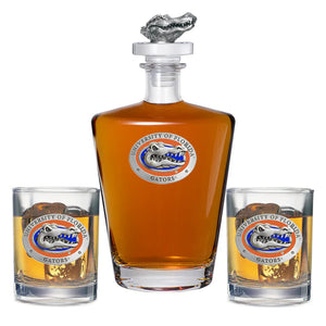 University of Florida Royal Decanter with 3D Top & 2 Glasses - Heritage Metalworks, Inc.