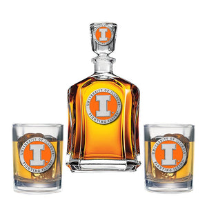 University of Illinois Capitol Decanter with 2 Glasses - Heritage Metalworks, Inc.