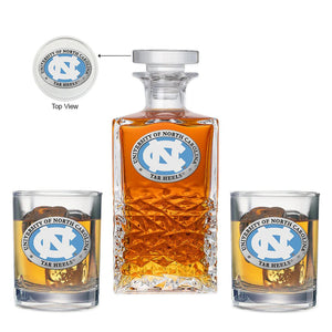 University of North Carolina Heritage Decanter with 2 Glasses - Heritage Metalworks, Inc.
