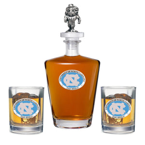 University of North Carolina Royal Decanter with 3D Top & 2 Glasses - Heritage Metalworks, Inc.
