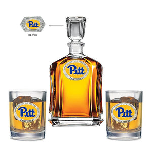 University of Pittsburgh Capitol Decanter with 2 Glasses - Heritage Metalworks, Inc.