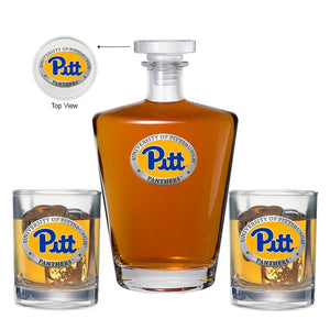 University of Pittsburgh Royal Decanter with 2 Glasses - Heritage Metalworks, Inc.
