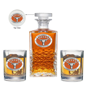 University of Texas at Austin Heritage Decanter with 2 Glasses - Heritage Metalworks, Inc.
