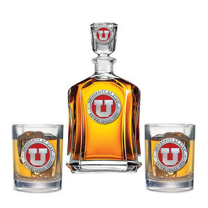 University of Utah Capitol Decanter with 2 Glasses - Heritage Metalworks, Inc.