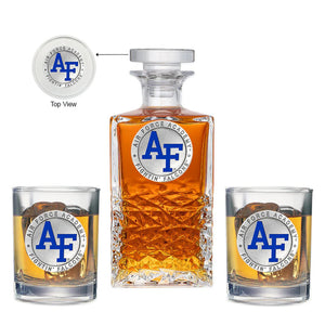 US Air Force Academy Heritage Decanter with 2 Glasses - Heritage Metalworks, Inc.