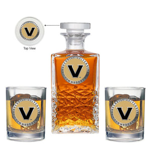 Vanderbilt University Heritage Decanter with 2 Glasses - Heritage Metalworks, Inc.