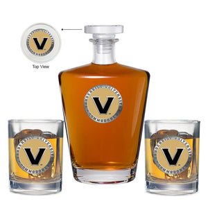 Vanderbilt University Royal Decanter with 2 Glasses - Heritage Metalworks, Inc.