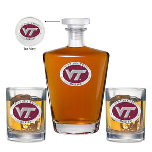 Virginia Tech University VT Royal Decanter with 2 Glasses - Heritage Metalworks, Inc.
