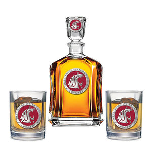 Washington State University Capitol Decanter with 2 Glasses - Heritage Metalworks, Inc.
