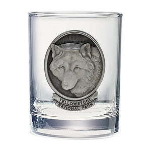 Wolf Yellowstone National Park Double Old Fashioned Glass - Heritage Metalworks, Inc.