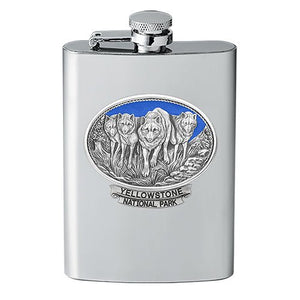 Wolves Yellowstone National Park Flask - Heritage Metalworks, Inc.
