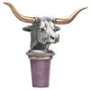 Texas Longhorn w/ Brass Horns Pewter Bottle Stopper