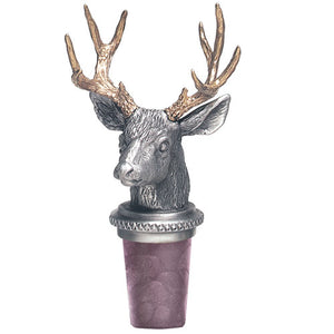 Mule Deer with Brass Horn Bottle Stopper