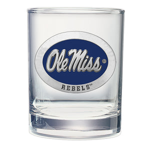 University of Mississippi "Ole Miss"  Logo Double Old Fashioned Glass