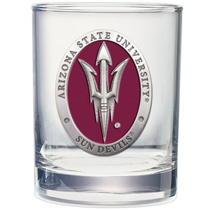 Arizona State University Pitch Fork Logo Double Old Fashioned Glass