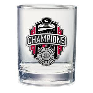 2022 Georgia Football Championship Back to Back Logo Double Old Fashioned Glass
