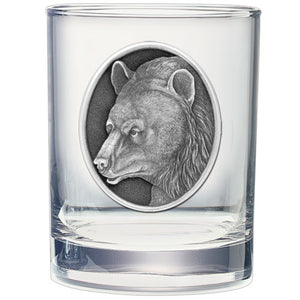 Black bear double old fashioned glass